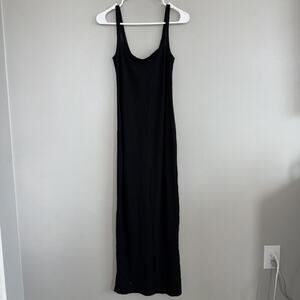 Reformation Ribbed Knit Sleeveless Spaghetti Strap Scoop Maxi Dress Black Sz XS